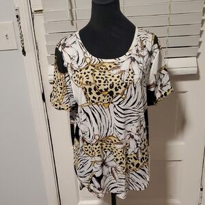 Roommates Leopard and Zebra Print Short Sleeve Top NWT